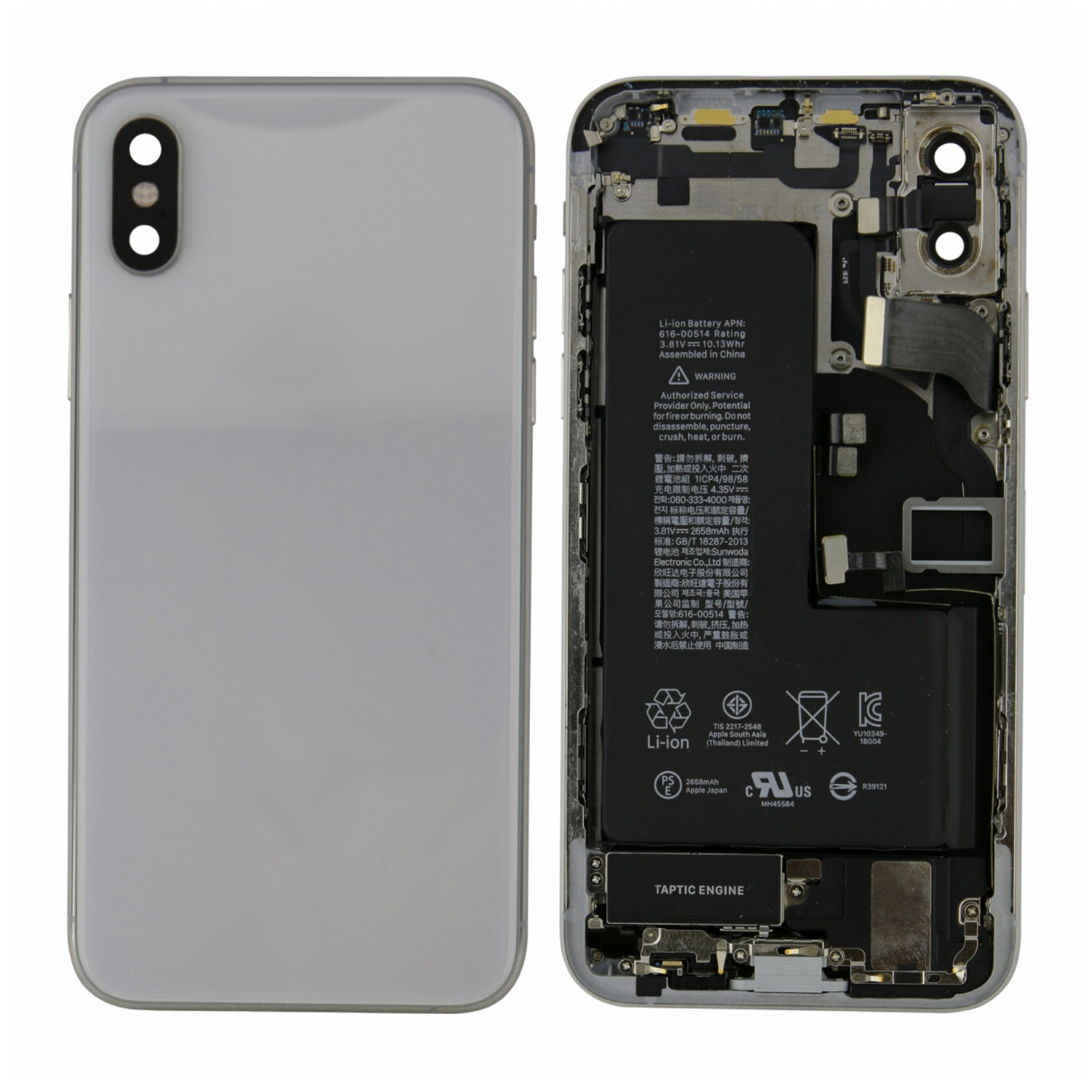 Teknonet Apple iPhone XS Uyumlu Bataryalı Dolu Kasa (Beyaz) - Nettech Store